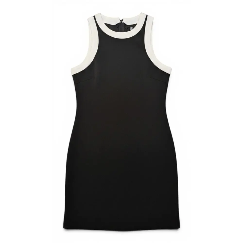AQUA by Bloomingdales Black & White Racerback Mini Dress - Size Small - Picture 4 of 10